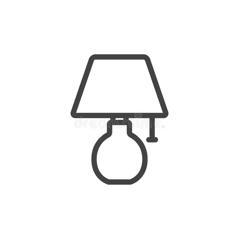 minimalist outline table lamp icon symbol lighting home decor clean simple line art representing design perfect 453990393